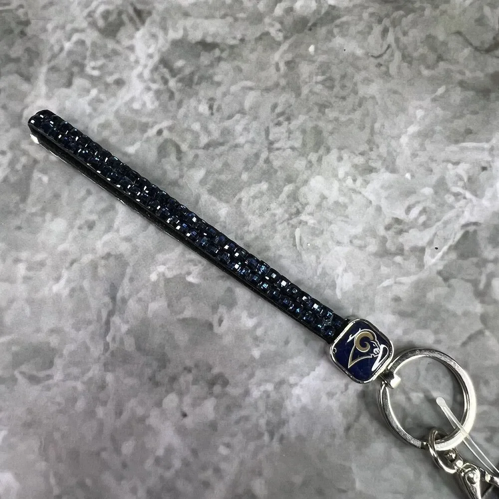 LA Rams NFL Rams Bling Key Strap Rhinestone Keychain Keyring New NWT